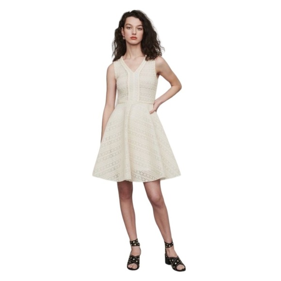Maje Paris Guipure Crochet Lace Dress - Reinette Fit-and-Flare Dress - Picture 4 of 16